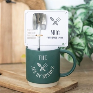 Ace of Spades Gardening Mug with Metal Spade Spoon – 500ml Ceramic Cup
