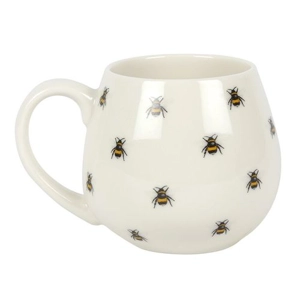 Charming Bee Illustration White Rounded Mug