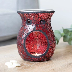 Red Crackle Glass Oil Burner – Large Fragrance & Wax Melt Warmer