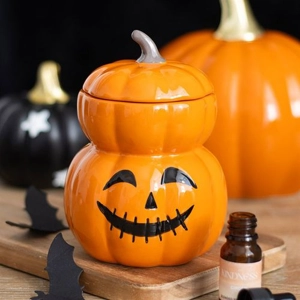 Stacked Pumpkin Oil Burner – Halloween Ceramic Jack-o'-Lantern Wax Warmer
