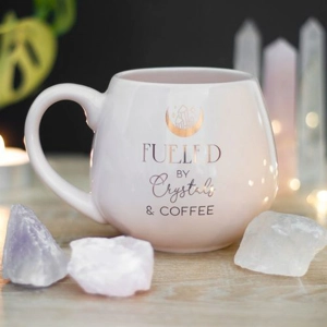 Fueled by Crystals and Coffee Mug – Pink Crystal Collector Gift