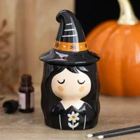 Witch Ceramic Oil Burner – Folk Floral Fragrance Burner