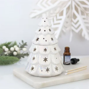 White Fir Tree Ceramic Oil Burner – Iridescent Christmas Home Fragrance