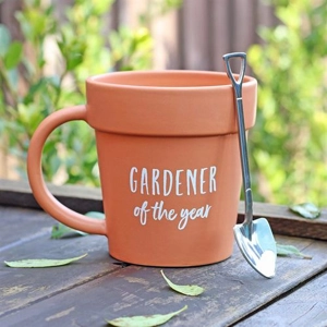 Gardener of the Year' Mug & Shovel Spoon – Fun Gift for Garden Lovers