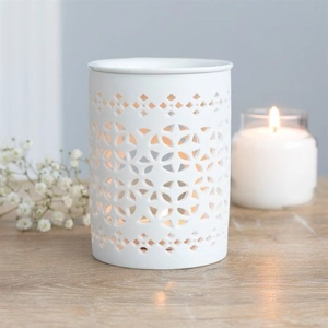 White Matte Cut-Out Oil Burner & Wax Melt Warmer