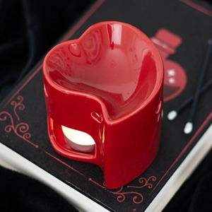 Red Heart Oil Burner & Wax Warmer – Romantic Ceramic Tealight Fragrance Holder
