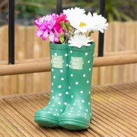 Dark Green Polka Dot Wellington Boot Planter – Garden Plant Pot