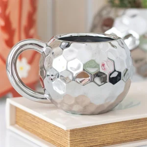 Silver Disco Ball Mug 400ml – Retro Ceramic Coffee Cup