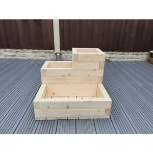 3 Tier Wooden Treated Garden Planter 50cm x 50cm x 40cm