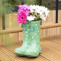Light Green Polka Dot Wellington Boot Planter – Garden Plant Pot