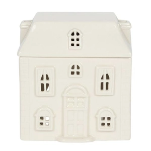 White Ceramic House, Oil Burner, 14 cm