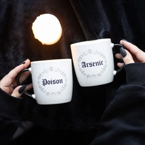 Poison and Arsenic Couples Mug Set Gothic Coffee Tea Cup White Mug Gift Box