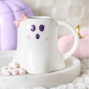 Mrs Boo Halloween Ghost Mug - Cute 440ml Ceramic Cup for Hot Drinks & Gifts