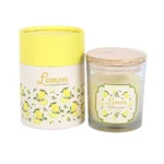 Lemon Scented Glass Candle with Wooden Lid – Citrus Home Fragrance Gift