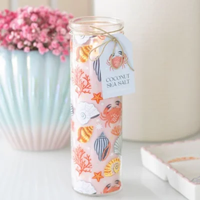 Coconut & Sea Salt Tall Glass Candle – Coastal Scented Candle