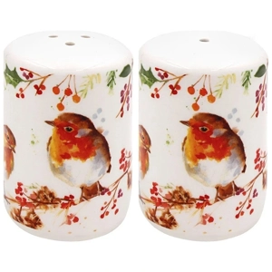 Winter Robins Ceramic Salt & Pepper Cruet Set