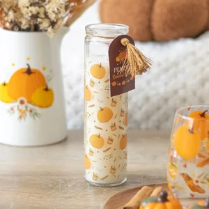 Pumpkin Print Tube Candle – Autumn Halloween Scented Home Décor Gift