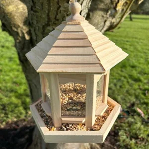 Hexagonal Wooden Hanging Bird Feeder – Garden Seed Feeder
