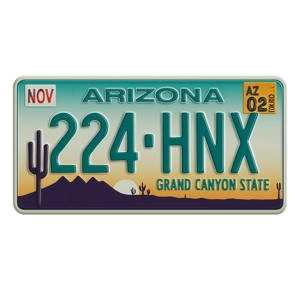224HNX Arizona Replica USA License Number Plate Metal Aluminium 224HNX Arizona Replica USA License Number Plate Metal Aluminium