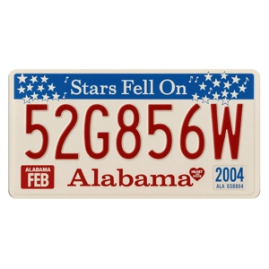 52G856W Alabama Replica USA License Number Plate Metal Aluminium
