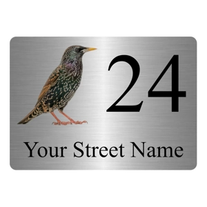 A5.11 Custom Personalised Address Bird Sterling Metal Aluminium Plaque Sign