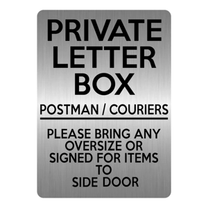 A5.30 PRIVATE LETTER BOX Oversize Items Side Door Aluminium Metal Plaque Sign