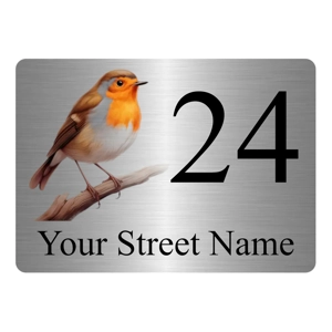 A5.14 Custom Personalised Address Bird Sterling Metal Aluminium Plaque Sign