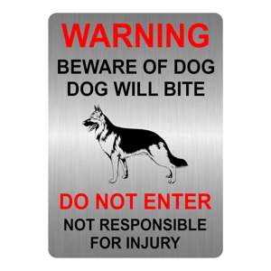 A5.27 WARNING BEWARE OF DOG WILL BITE DO NOT ENTER Metal Aluminium Plaque Sign