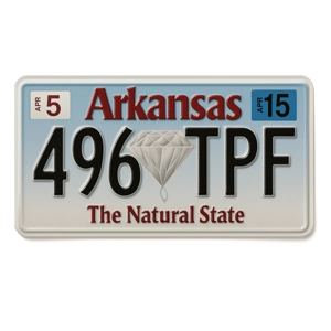 496TPF Arkansas Replica USA License Number Plate Metal Aluminium