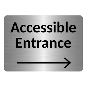 A5.08 ACCESSIBLE ENTRANCE Arrow Direction Right Door Metal Aluminium Plaque Sign