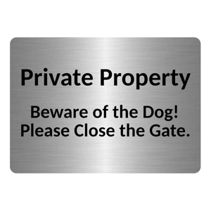 A5.24 Private Property Beware of Dog Metal Aluminium Plaque Sign