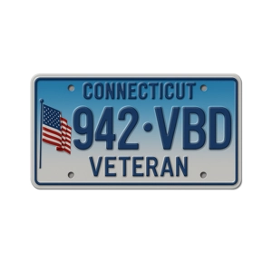 942VBD Connecticut Replica USA License Number Plate Metal Aluminium