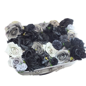 Mixed Assorted Black Noir Grey Shabby Chic Faux Silk Satin Velvet Fabric Flower Heads for Craft Or H