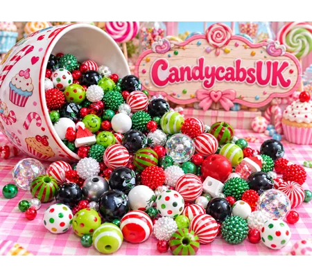 50 Pcs Bubblegum Beads 6-20mm Grinch Xmas