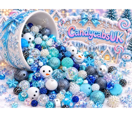 50 Pcs Bubblegum Beads 6-20mm The Snowman Xmas