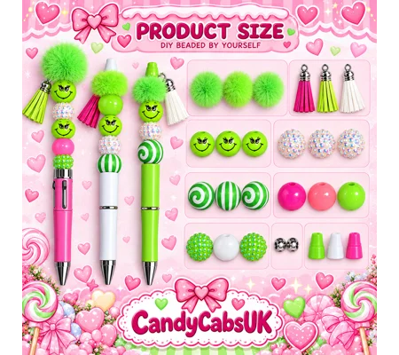 Bubblegum bead Beadable DIY Pen Kit Pink Xmas Grinch