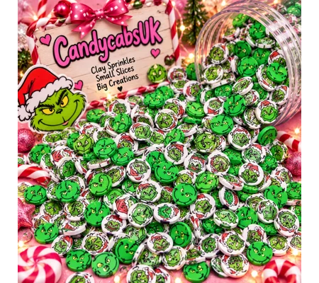 20g Grinch Xmas Polymer Clay Sprinkles & Slices Mix