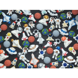 Space Man Rocket Astronaut Planet Earth Moon Mars Saturn UFO Resin Flatback Charms Cabochon Mixed