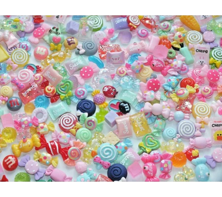 50pcs Resin Cartoon Cabochon Flatback Girls Fun Sweetie Candy Cute Charms Mixed DIY