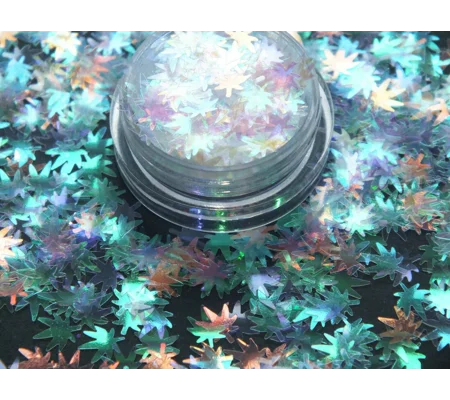 20g Clear AB Weed Leaf Cannabis Nail Art Glitter Slime Sequins Craft DIY