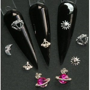 Luxury Alloy Metal Bling Nail Art Sun Moon & Stars Rhinestone Planet Choose Colour