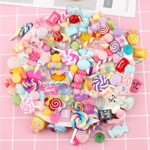 Sweetie Time Lollipops Flumps Macaroon Cakes Mixed Candy Resin & Clay Sweets Fake Flatback Food Doll