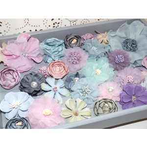 Shabby Chic Pastel Faux Silk Satin Fabric Flowers for Craft Hair Bows 10 or 20
