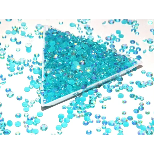 Aqua Blue Sparkle Mixed 1000pc Acrylic Resin JELLY Rhinestone Gems Nail Art