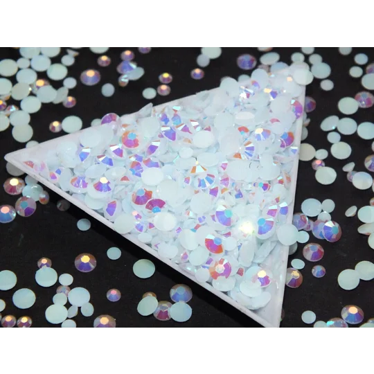 Crystal White AB Sparkle Mixed 1000pc Acrylic Resin JELLY Rhinestone Gems Nail