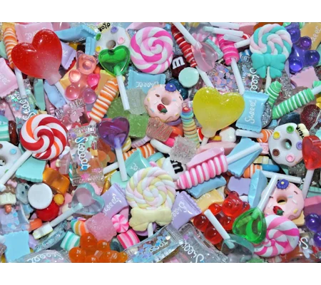 50 Pcs Mixed Fake Sweeties Candy Lollipop Donut Ice Cream Gummi Jelly Resin Flatback