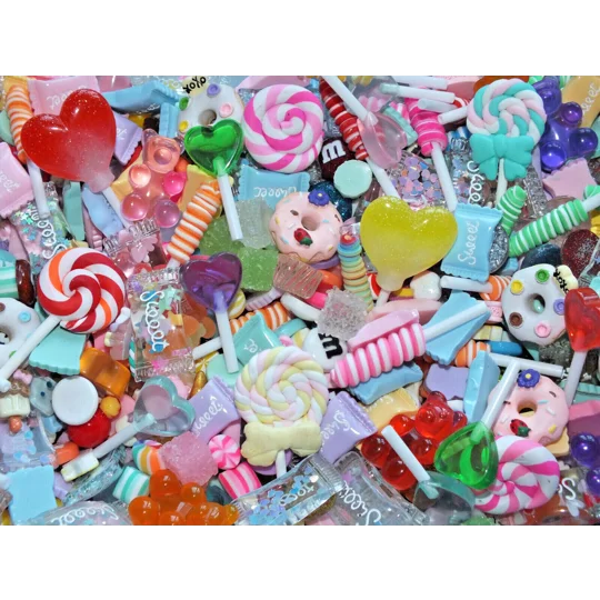 50 Pcs Mixed Fake Sweeties Candy Lollipop Donut Ice Cream Gummi Jelly Resin Flatback