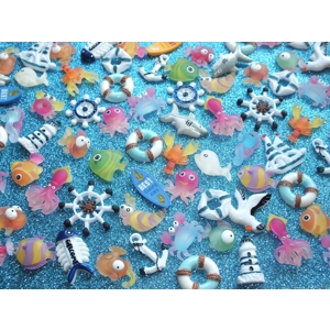 Mixed Seaside Beach Fish Boat Buoy Anchor Lobster Crab Seahorse Resin Flatback Craft kit DIY Choose