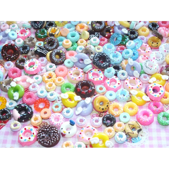 20 Pcs Mixed Resin DONUT CAKES Sweets Fake Flatback 3D Food Cabochon