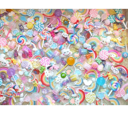50 Pcs Candy land Fun Mixed Candy Resin Sweets Fake Flatback Food